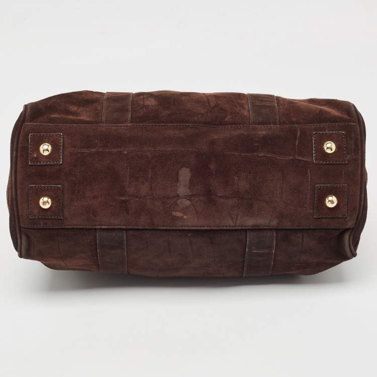 Pre Owned Mulberry Dark Brown Suede Bayswater Satchel