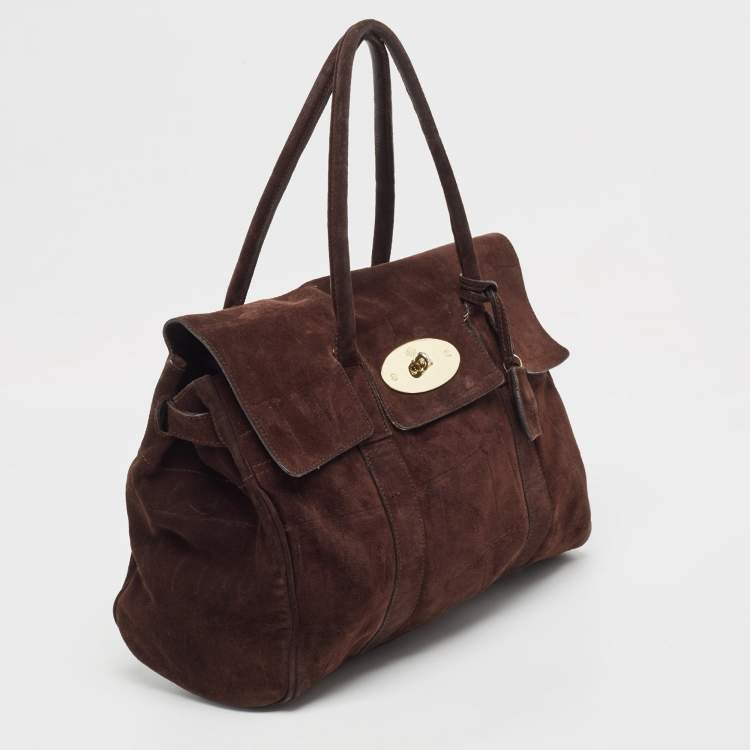 Pre Owned Mulberry Dark Brown Suede Bayswater Satchel