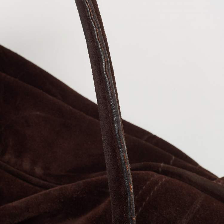 Pre Owned Mulberry Dark Brown Suede Bayswater Satchel