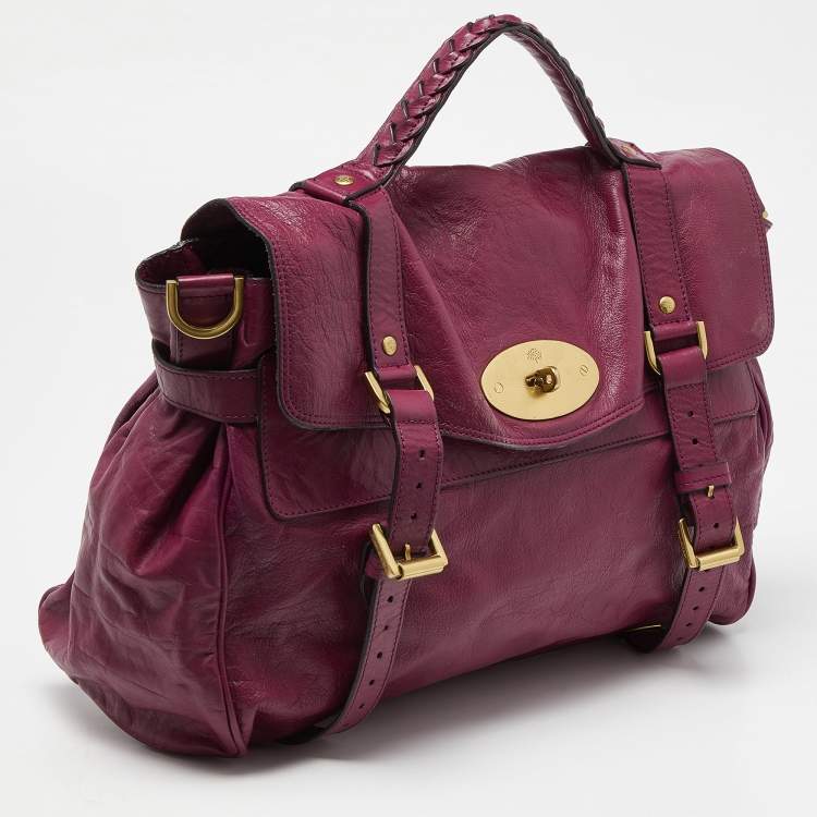 Pre Owned Mulberry Fuchsia Leather Oversized Alexa Satchel