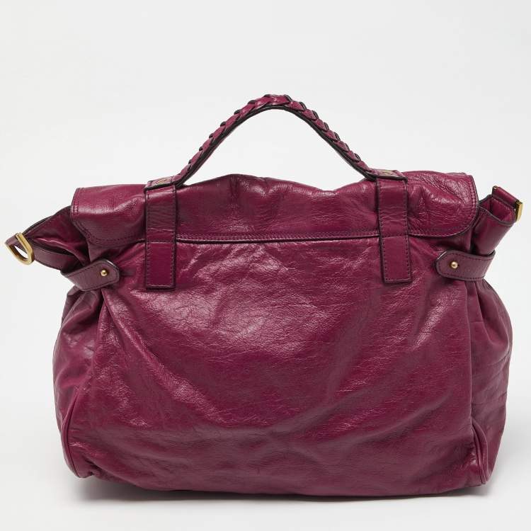 Pre Owned Mulberry Fuchsia Leather Oversized Alexa Satchel