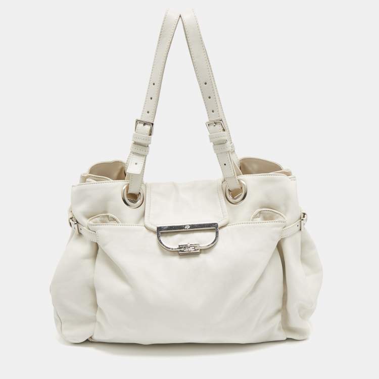 Pre Owned Mulberry Off White Leather Jenah Tote