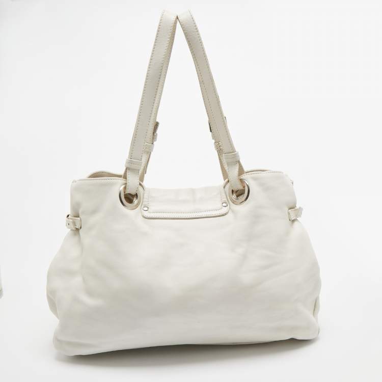 Pre Owned Mulberry Off White Leather Jenah Tote
