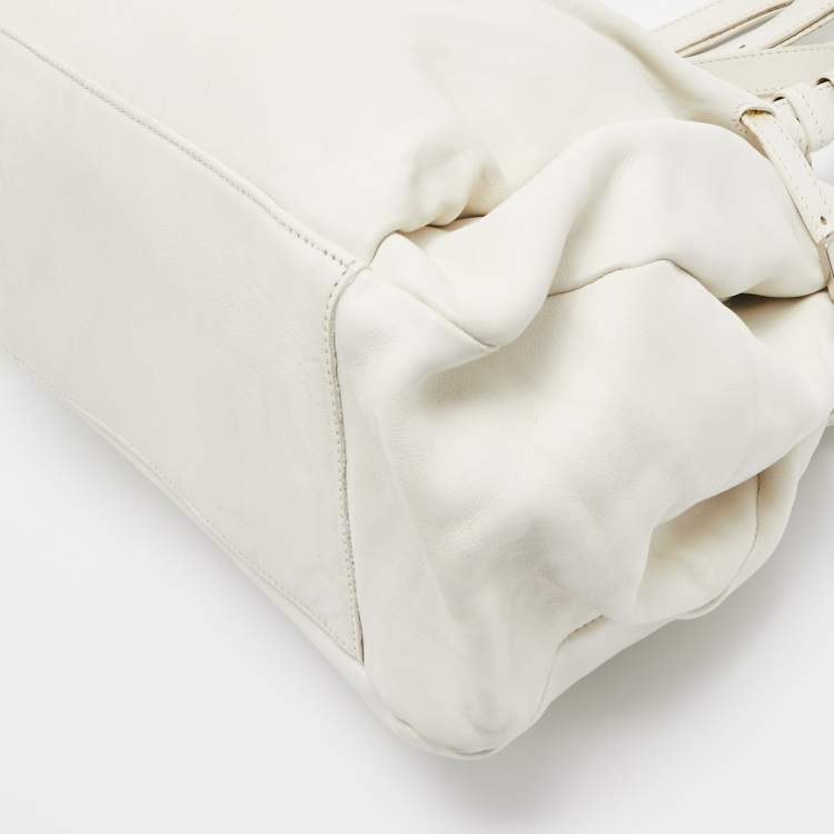 Pre Owned Mulberry Off White Leather Jenah Tote