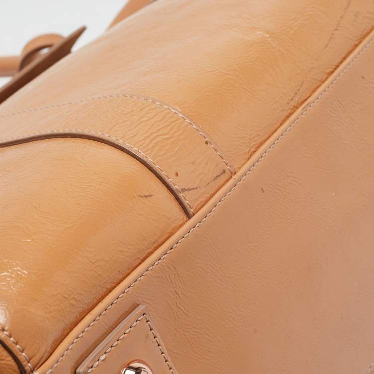 Pre Owned Mulberry Beige Patent Leather Bayswater Satchel