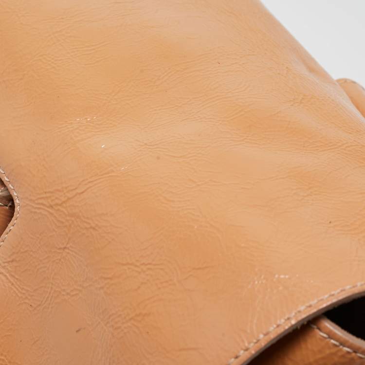 Pre Owned Mulberry Beige Patent Leather Bayswater Satchel