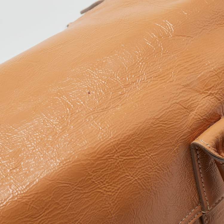Pre Owned Mulberry Beige Patent Leather Bayswater Satchel