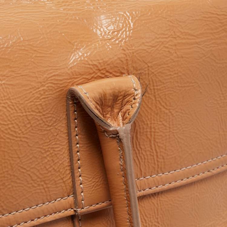 Pre Owned Mulberry Beige Patent Leather Bayswater Satchel