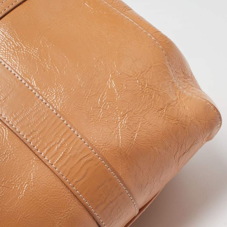 Pre Owned Mulberry Beige Patent Leather Bayswater Satchel