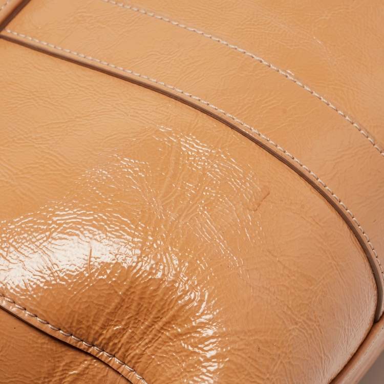 Pre Owned Mulberry Beige Patent Leather Bayswater Satchel