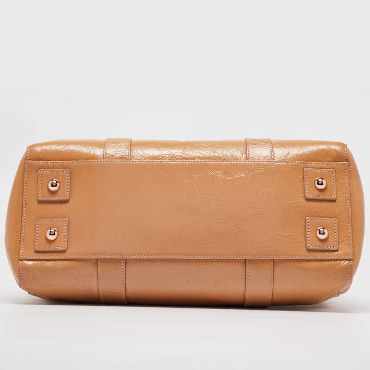 Pre Owned Mulberry Beige Patent Leather Bayswater Satchel