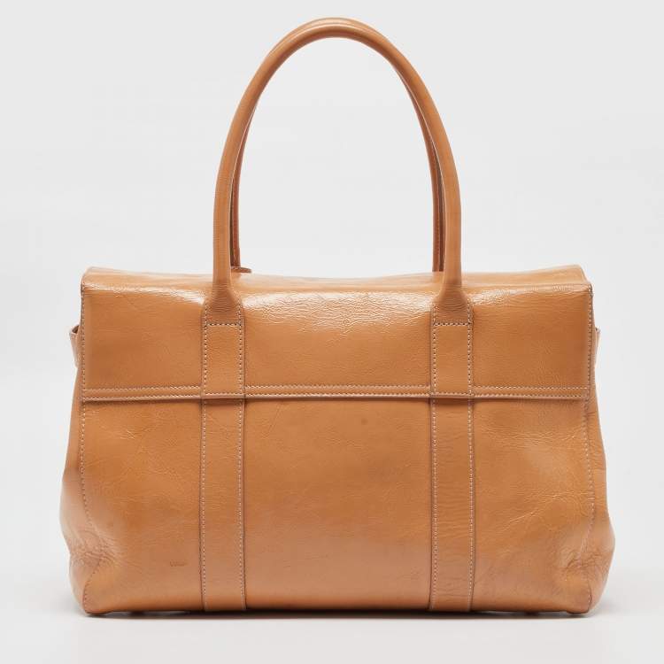 Pre Owned Mulberry Beige Patent Leather Bayswater Satchel