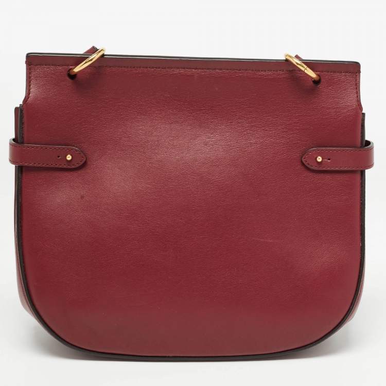 Pre Owned Mulberry Burgundy/Blue Leather Amberley Shoulder Bag