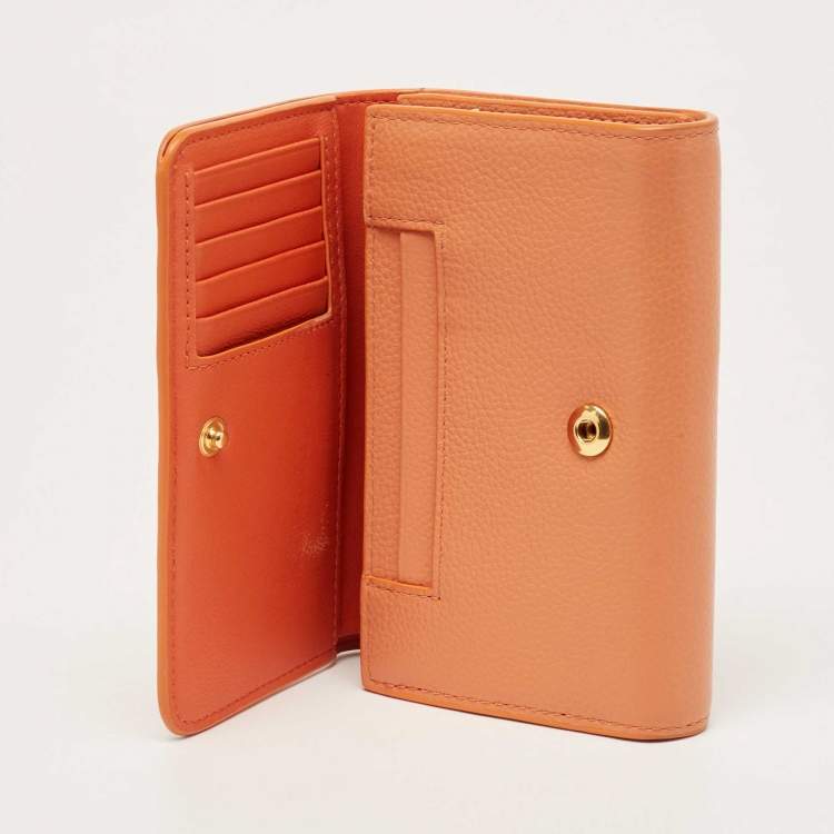 Pre Owned Mulberry Orange Leather Flap Continental Wallet