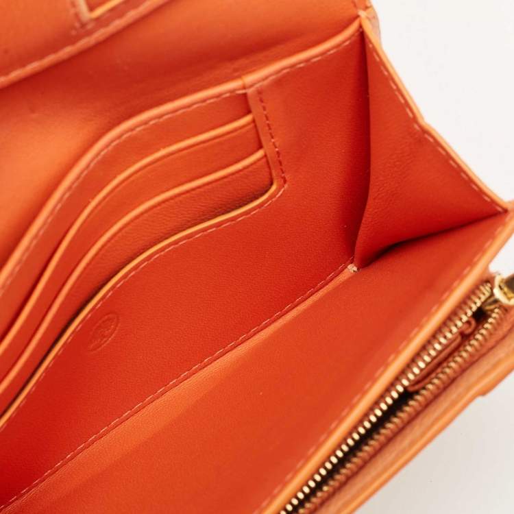 Pre Owned Mulberry Orange Leather Flap Continental Wallet