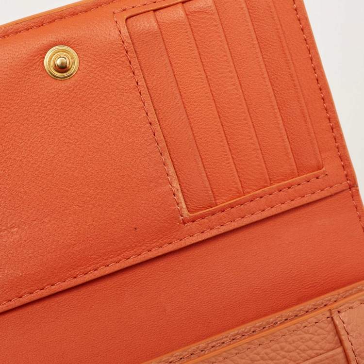Pre Owned Mulberry Orange Leather Flap Continental Wallet