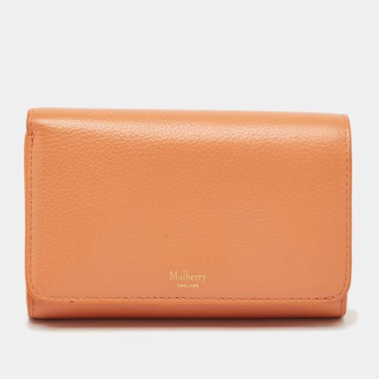 Pre Owned Mulberry Orange Leather Flap Continental Wallet