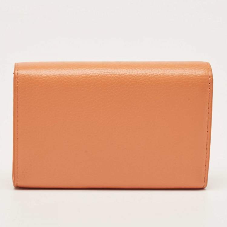 Pre Owned Mulberry Orange Leather Flap Continental Wallet
