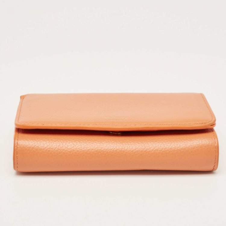 Pre Owned Mulberry Orange Leather Flap Continental Wallet
