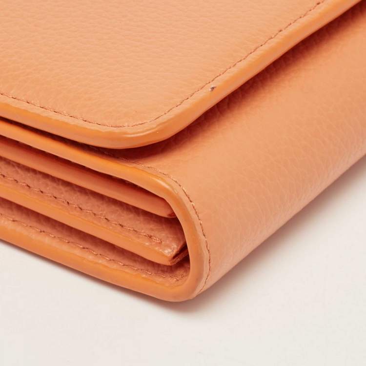 Pre Owned Mulberry Orange Leather Flap Continental Wallet