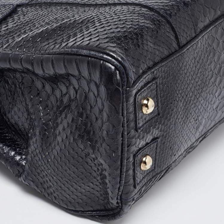 Pre Owned Mulberry Deep Midnight Blue Python Effect Leather Bayswater Satchel