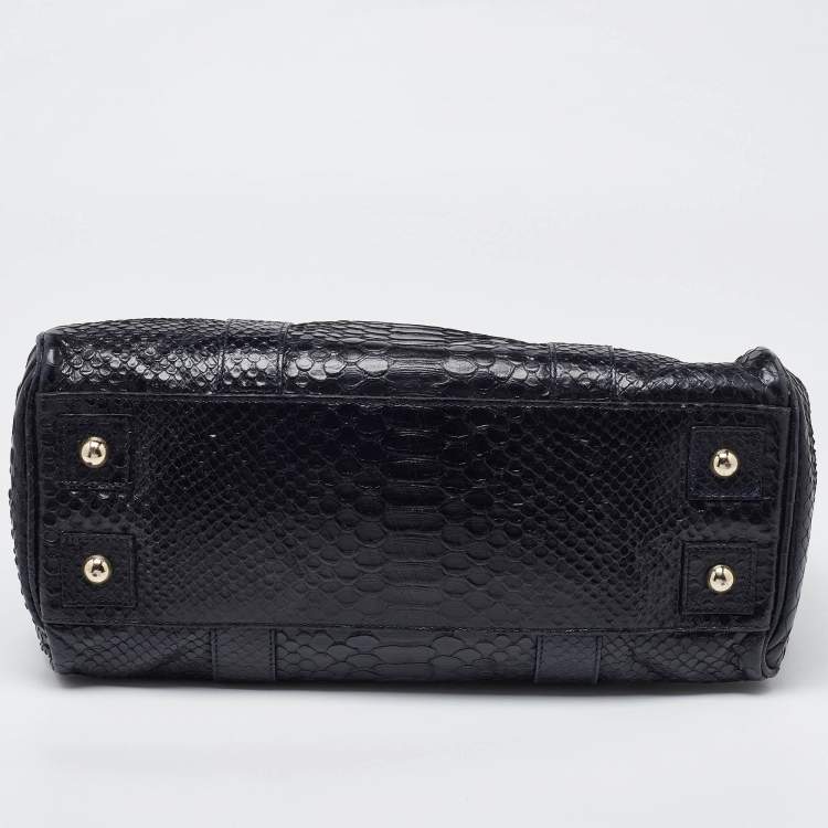 Pre Owned Mulberry Deep Midnight Blue Python Effect Leather Bayswater Satchel