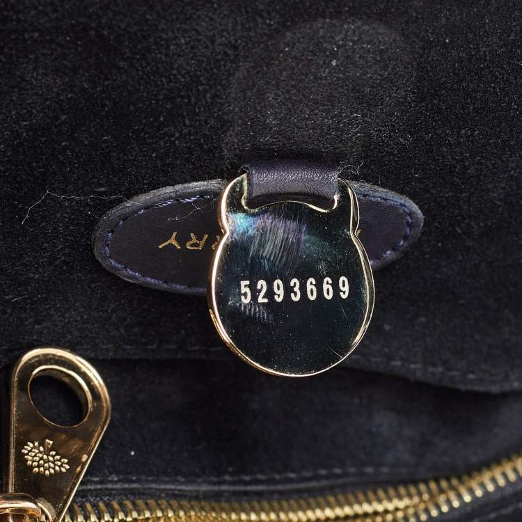 Pre Owned Mulberry Deep Midnight Blue Python Effect Leather Bayswater Satchel