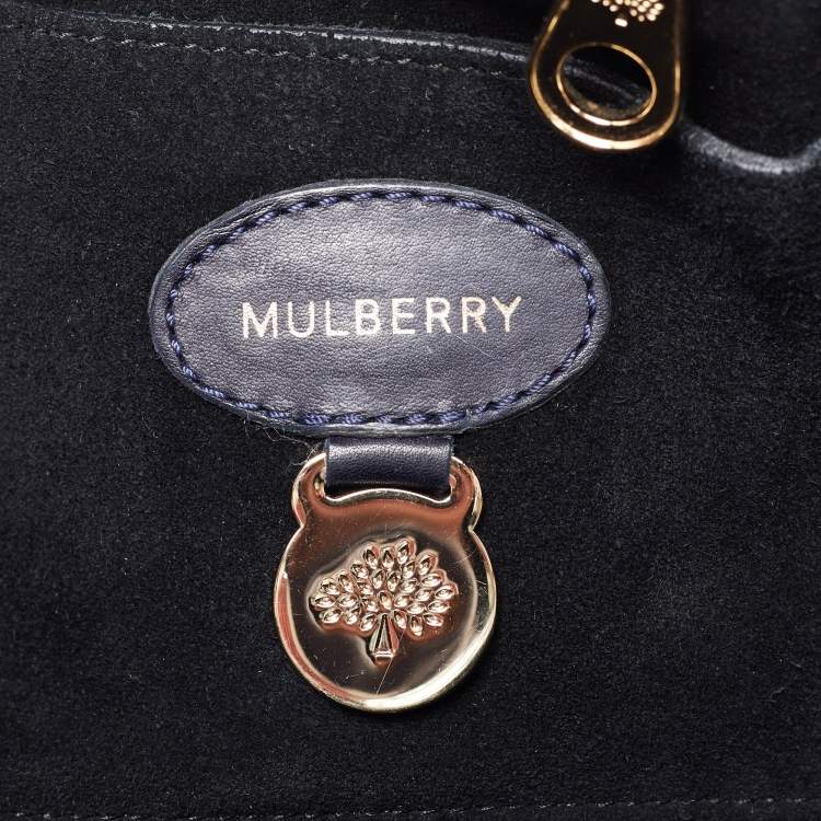 Pre Owned Mulberry Deep Midnight Blue Python Effect Leather Bayswater Satchel