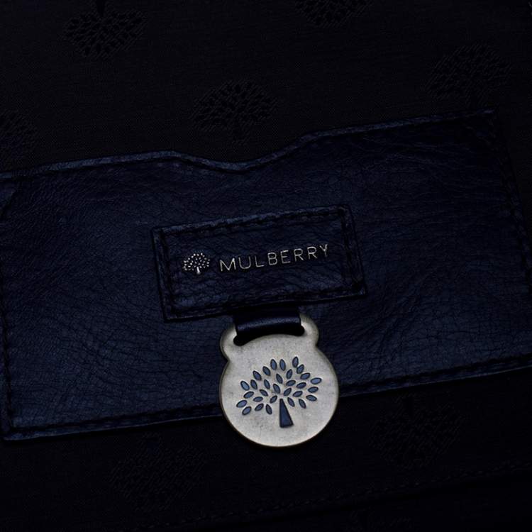 Pre Owned Mulberry Dark Brown Leather Round Zip Document Case