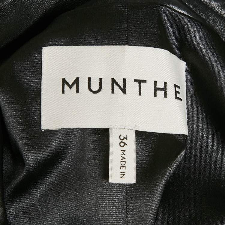 Pre Owned Munthe Black Leather Button Front Skirt S