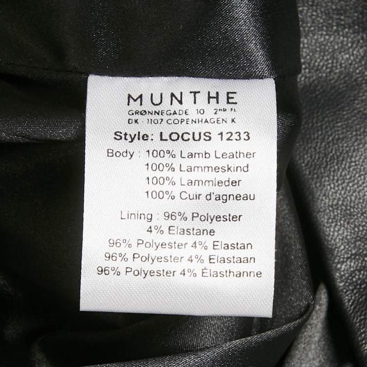 Pre Owned Munthe Black Leather Button Front Skirt S
