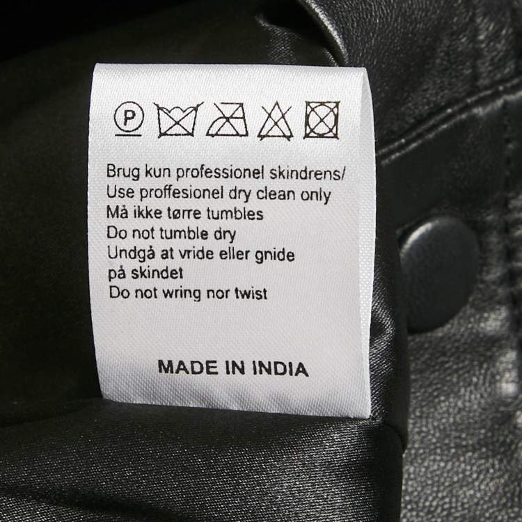 Pre Owned Munthe Black Leather Button Front Skirt S