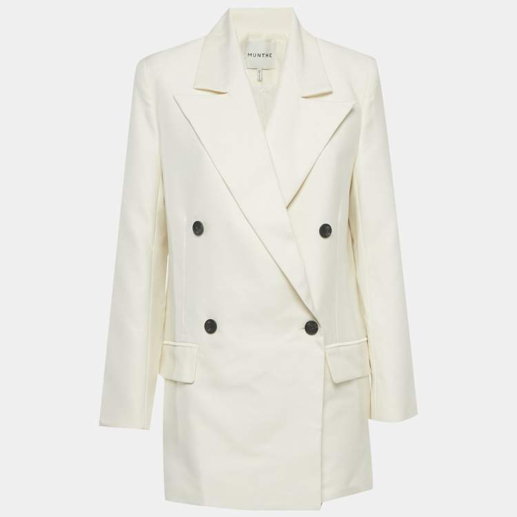 Pre Owned Munthe Cream Twill Double Breasted Blazer S
