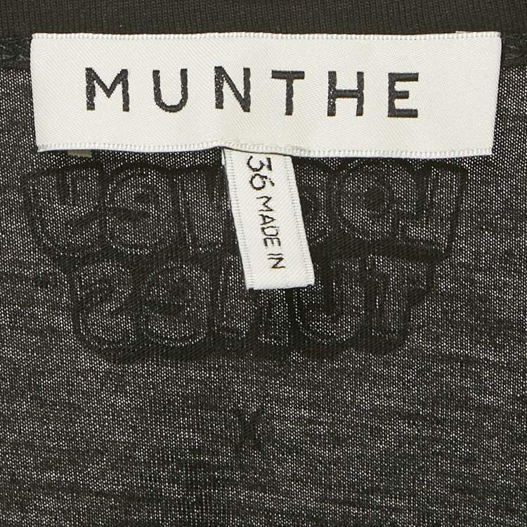 Pre Owned Munthe X Looney Tunes Black Jersey Oversized T-Shirt M