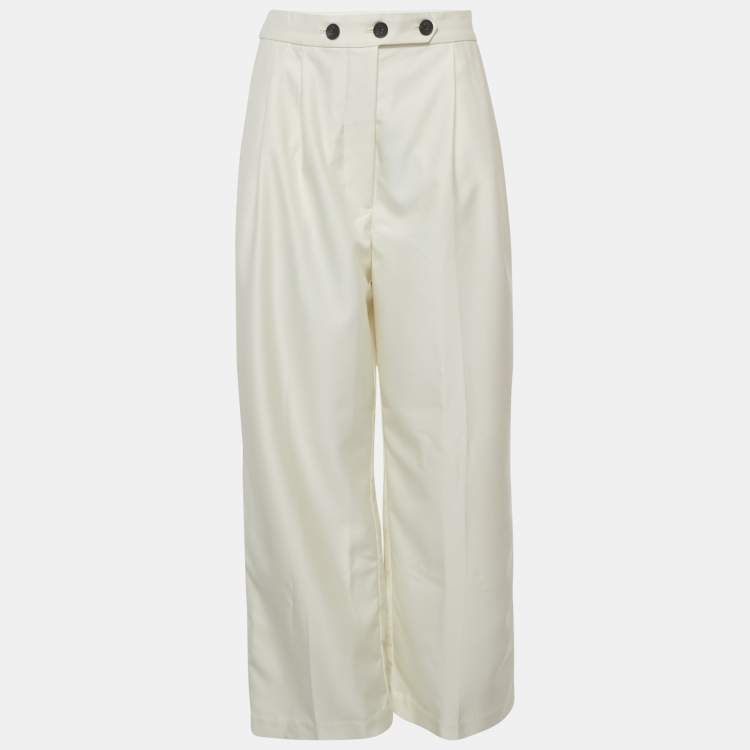 Pre Owned Munthe White Gabardine Pleated Trousers S