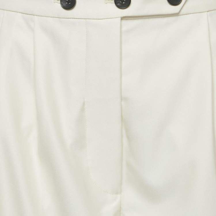 Pre Owned Munthe White Gabardine Pleated Trousers S