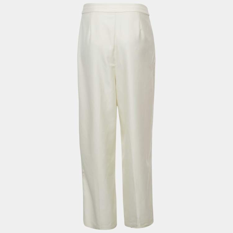 Pre Owned Munthe White Gabardine Pleated Trousers S