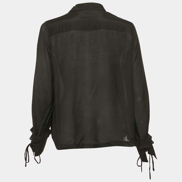 Pre Owned Munthe Black Crepe Ruffled Blouse S