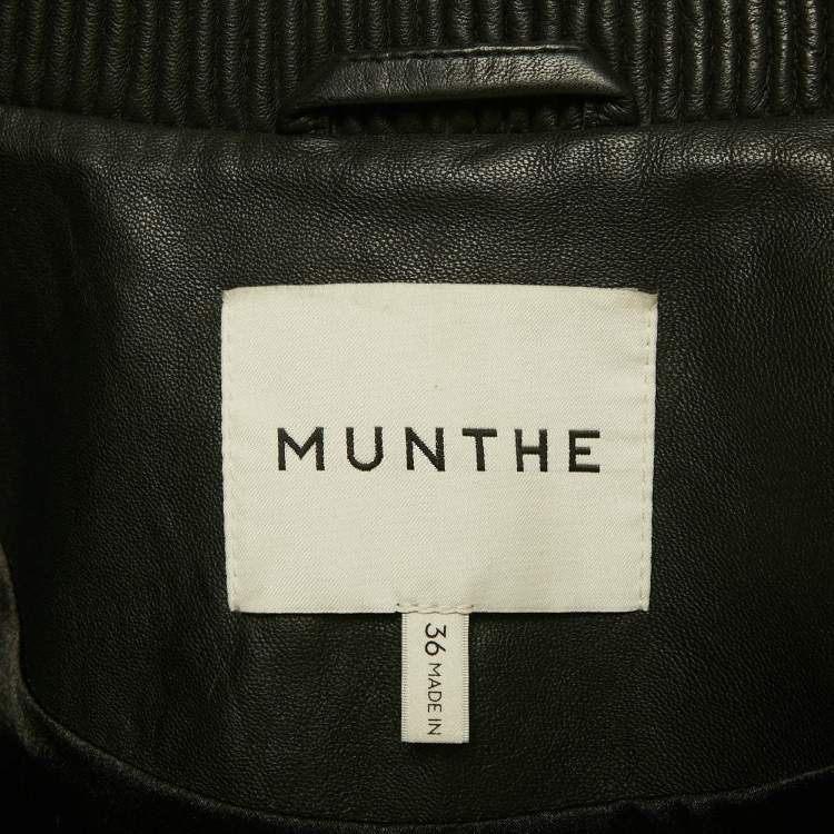 Pre Owned Munthe Black Ferril Leather Jacket M