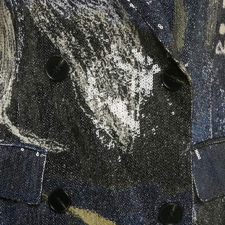 مملوكة مسبقًا Munthe Blue Abstract Sequin Blazer M