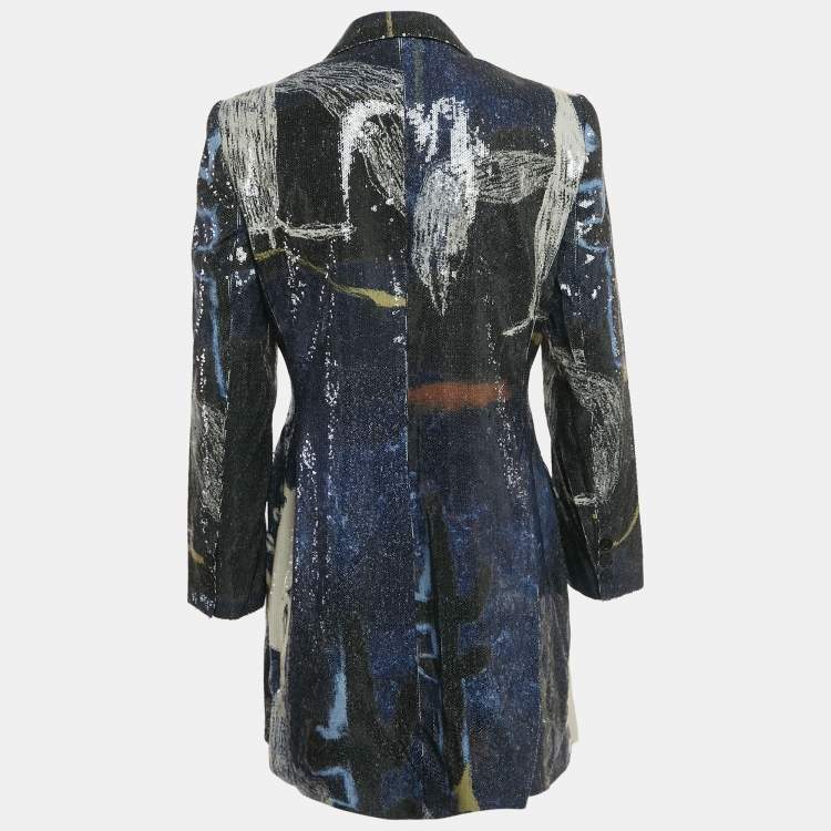 مملوكة مسبقًا Munthe Blue Abstract Sequin Blazer M