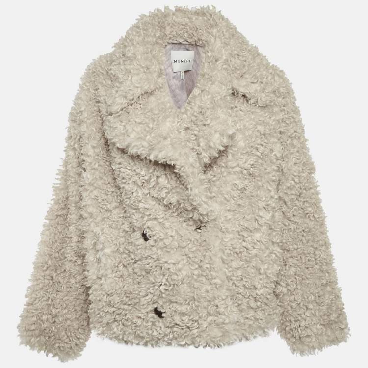 Pre Owned Munthe Beige Faux Shearling Lestine Jacket S