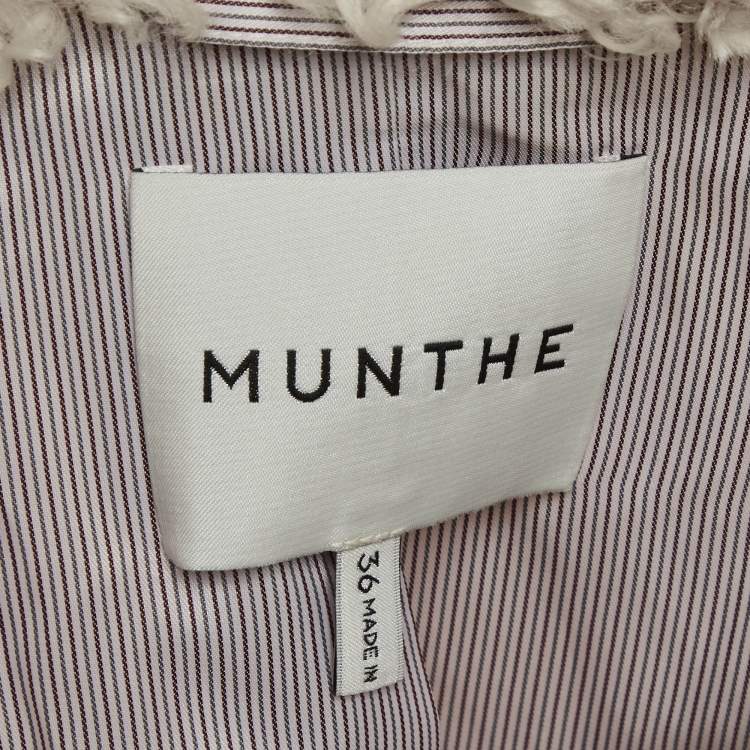 Pre Owned Munthe Beige Faux Shearling Lestine Jacket S