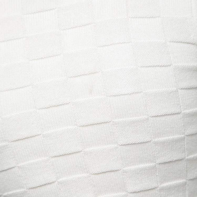 Pre Owned Musier Paris White Checkered Knit Cielo Faux Pearl Button Front Cardigan S