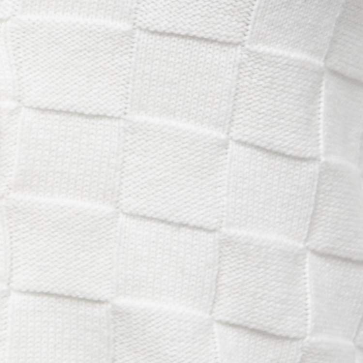 Pre Owned Musier Paris White Checkered Knit Cielo Faux Pearl Button Front Cardigan S