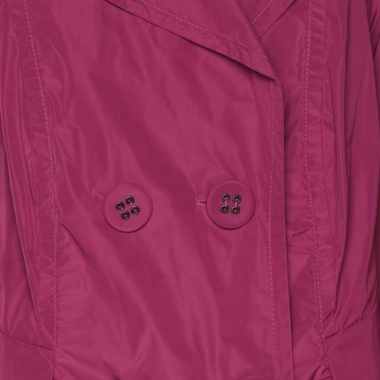 Pre Owned MYBC Pink Nylon Double Breasted Belted Blazer XL