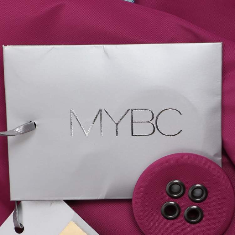 Pre Owned MYBC Pink Nylon Double Breasted Belted Blazer XL