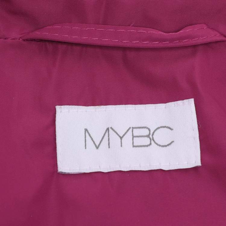 Pre Owned MYBC Pink Nylon Double Breasted Belted Blazer XL
