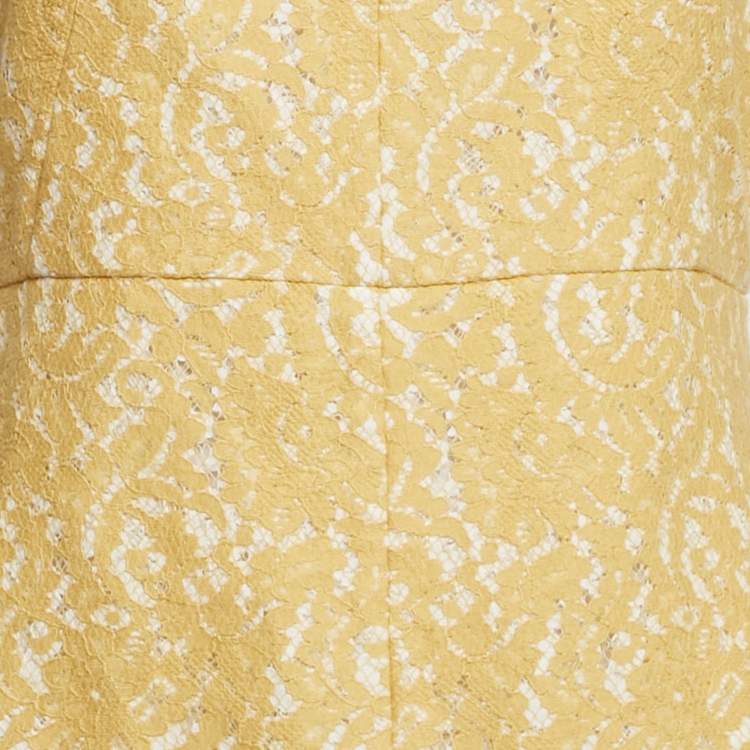 Pre Owned Nº21 Yellow Lace Sleeveless Midi Dress M