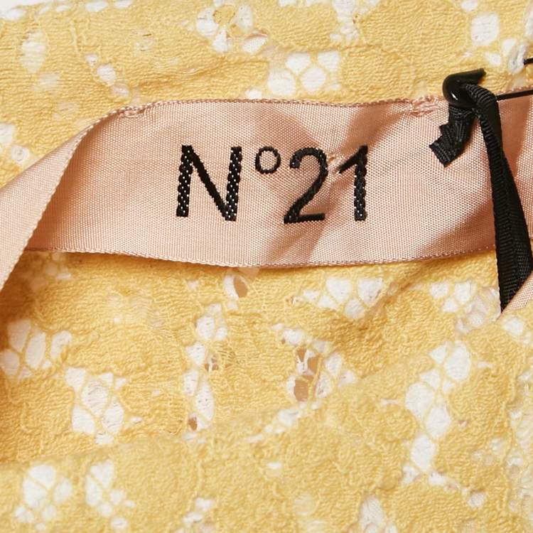 Pre Owned Nº21 Yellow Lace Sleeveless Midi Dress M